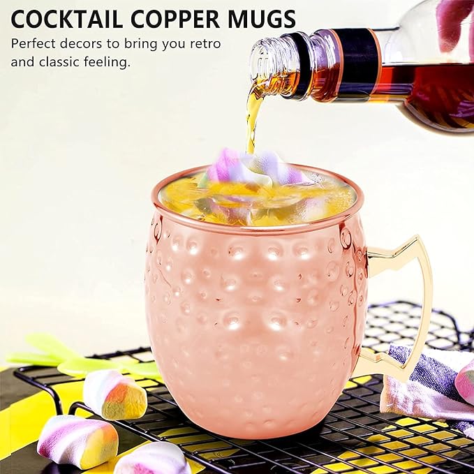 🍹 Taza Moscow Mule de Acero Inoxidable (530ml) – Hecha a Mano con Acabado Martillado para Bebidas Frías