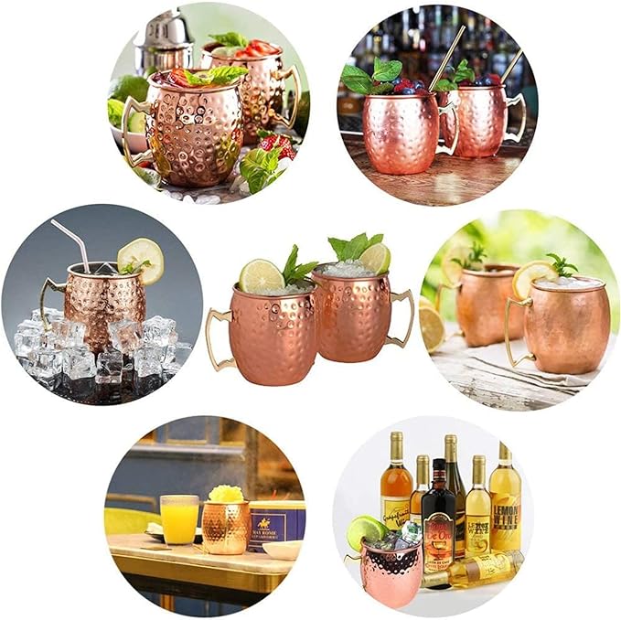 🍹 Taza Moscow Mule de Acero Inoxidable (530ml) – Hecha a Mano con Acabado Martillado para Bebidas Frías