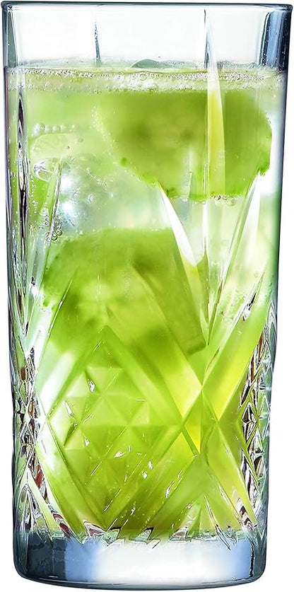 🥤 Eugene - Vaso de Vidrio de 380 ml | Estilo Cristal Cortado Vaso Largo Diamante