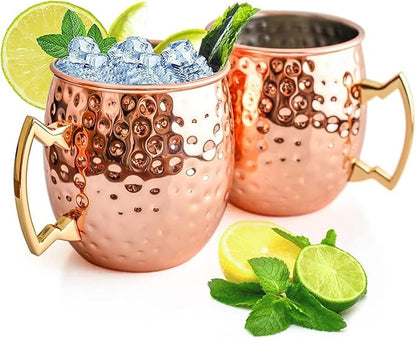 🍹 Taza Moscow Mule de Acero Inoxidable (530ml) – Hecha a Mano con Acabado Martillado para Bebidas Frías